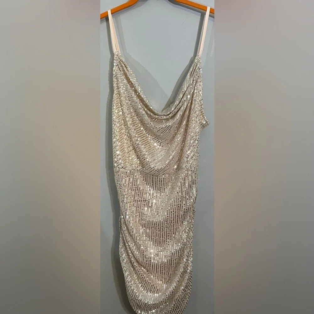 NEW Cowl Neck Sequin Mini Dress - Picture 2 of 11